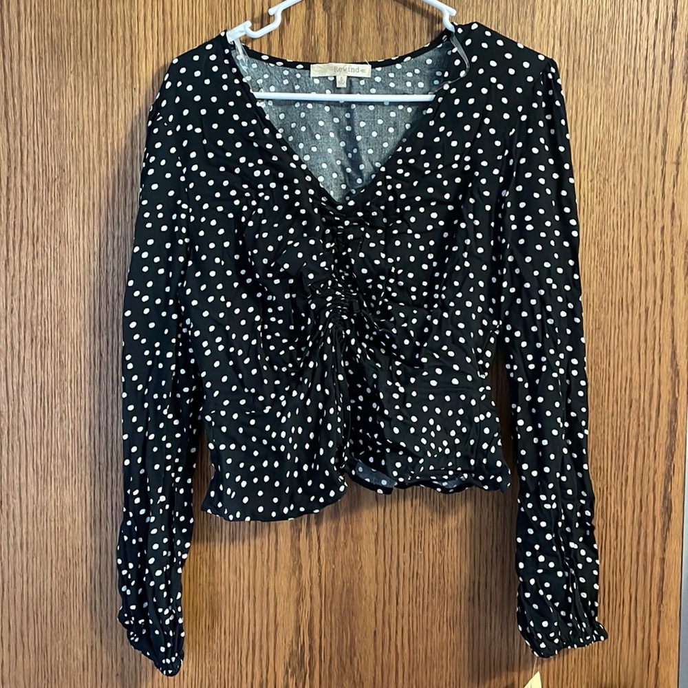 Speckled ruffle blouse